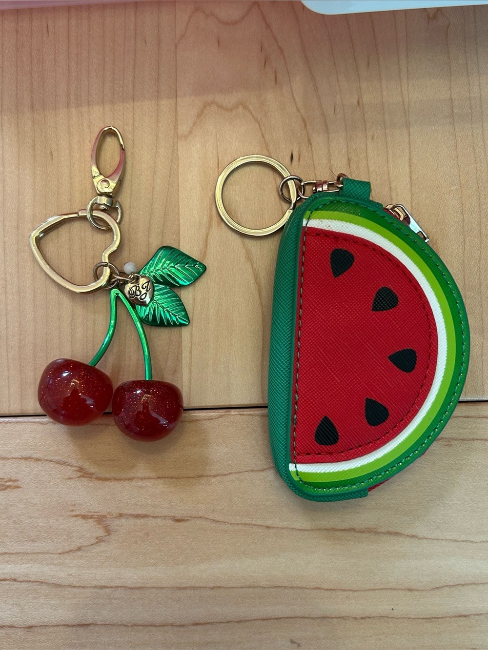 Lot bundle watermelon coin purse sparkly red cherry keychain set betsey Johnson